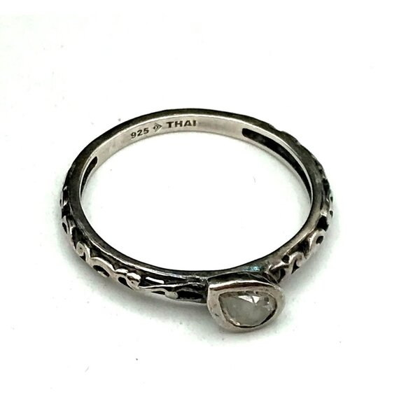Vintage Silpada Sterling Silver 925 Teardrop Cubic Zerconia Ring With Intricate - Picture 7 of 7
